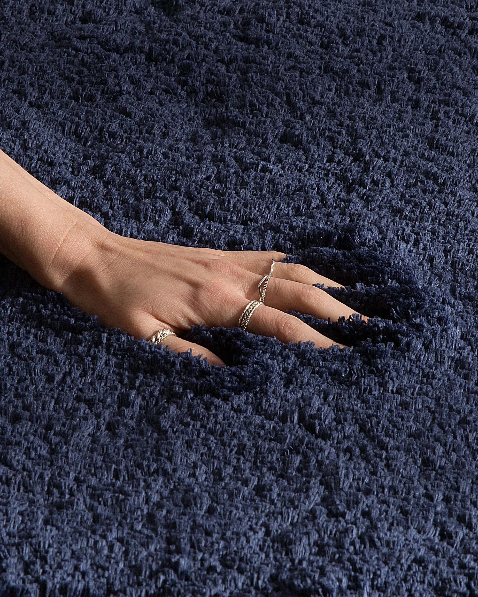 Hoogpoligvloerkleed EVREN Donkerblauw 160 x 230 cm