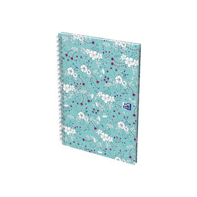 Oxford Floral - Carnet de notes à spirale - A5 - 120 pages - petits carreaux