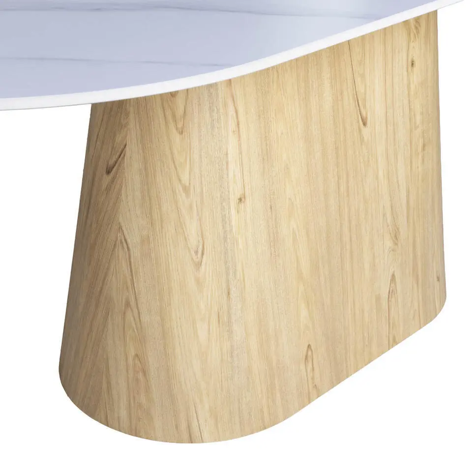 Eettafel Wit Keramiek/Naturel - 200x90x75cm - Madia