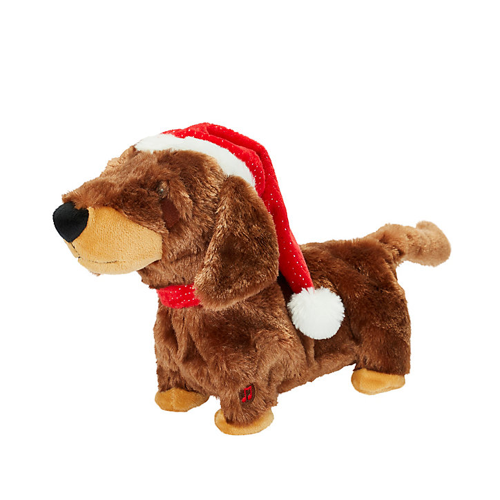 Peluche de Noël animée et musicale teckel