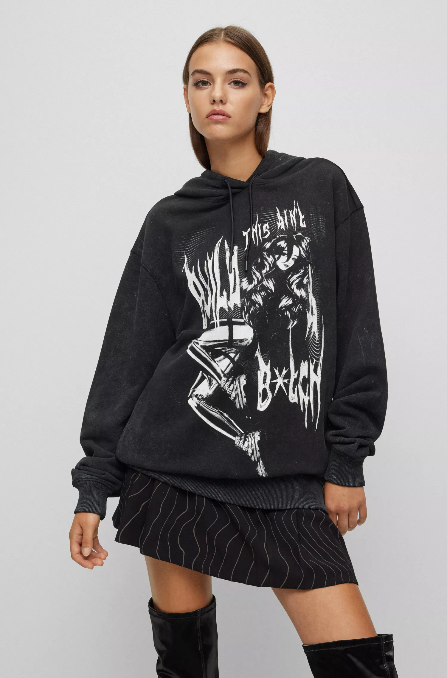Moletom com capuz HUGO Red-HUGO x Bella Poarch de modelagem relaxada