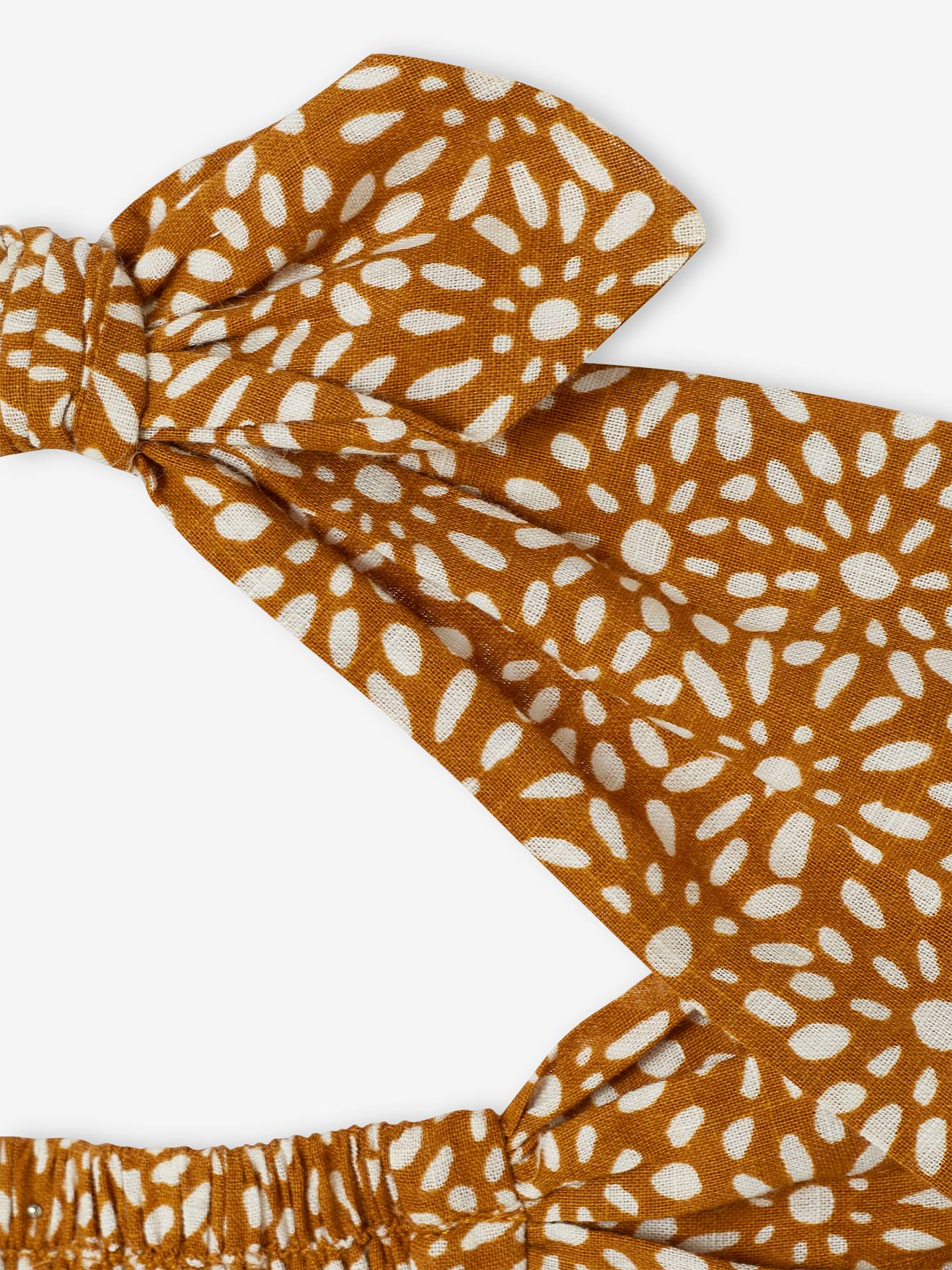 Conjunto de macacão e faixa de cabelo estampados para bebê menina, estampa verde média.
