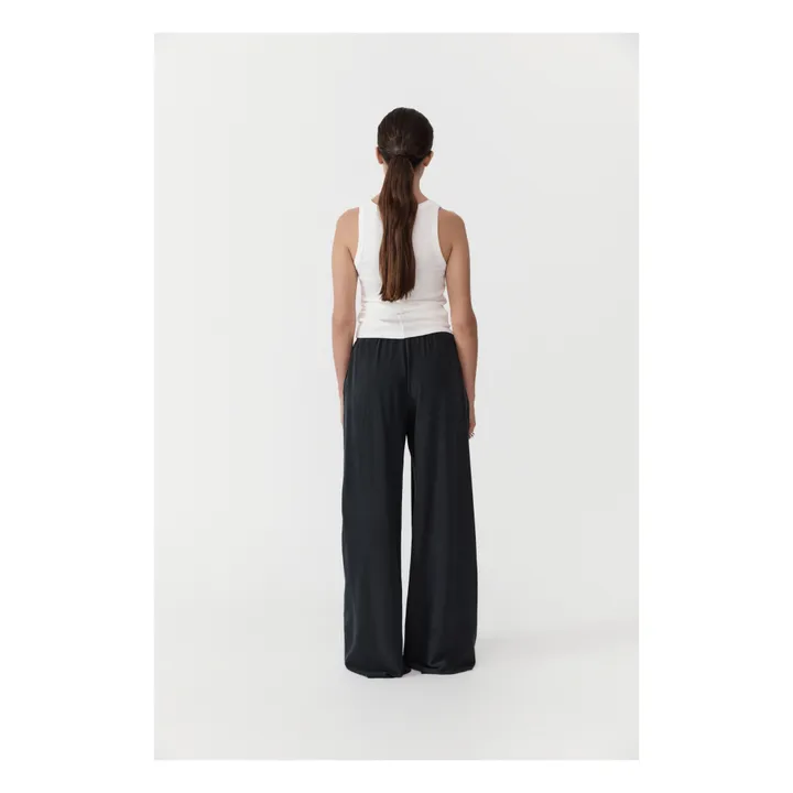 St Agni Pantalon Relaxed Soie | Noir