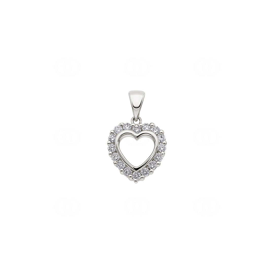Herzanhänger 750/18 K Weissgold mit Diamanten 0.31 ct H/si