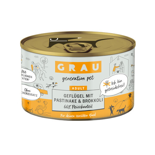 Grau Adult Hondenvoer - Gevogelte met pastinaak en broccoli - Blik