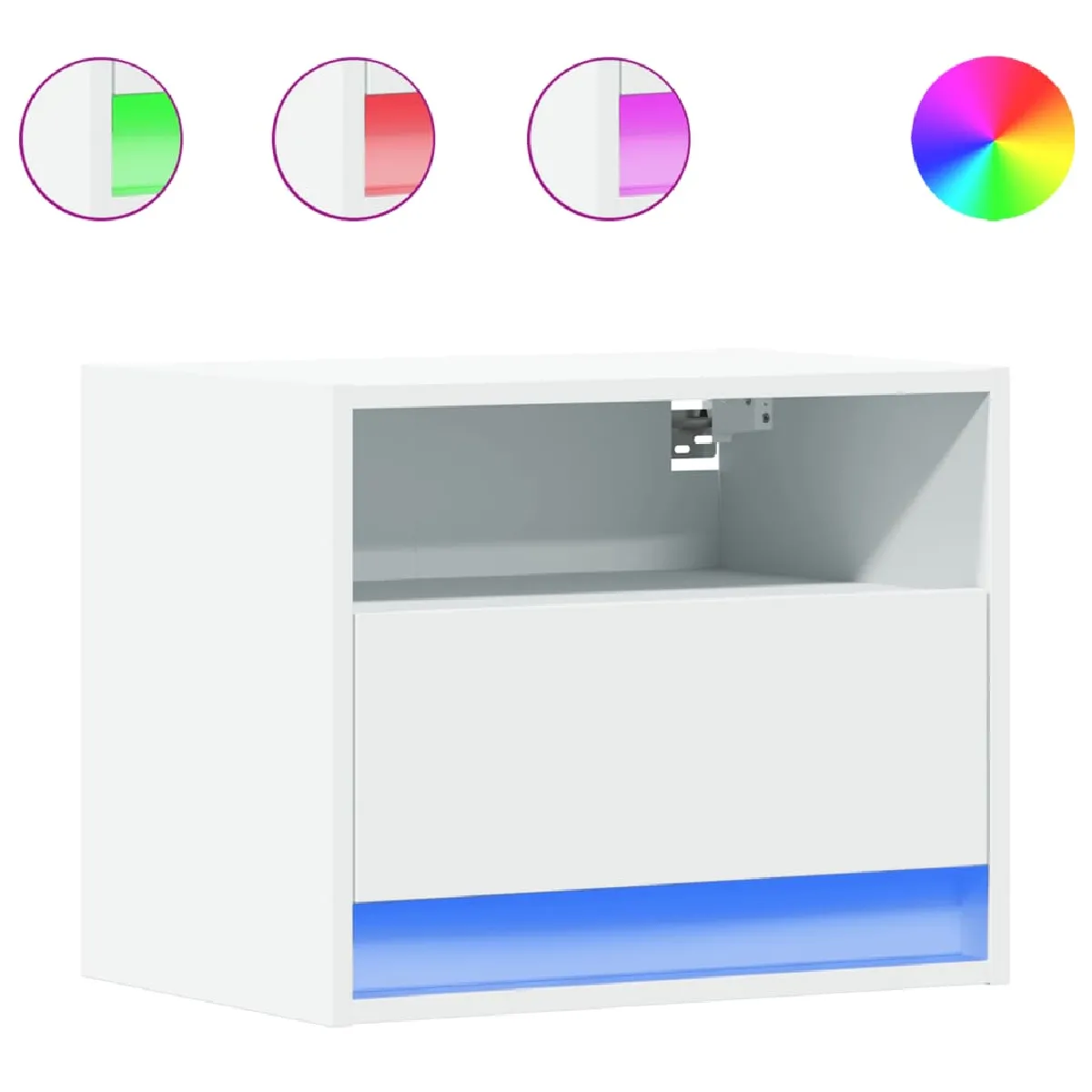 VidaXL Tables de chevet murales LED - Blanc