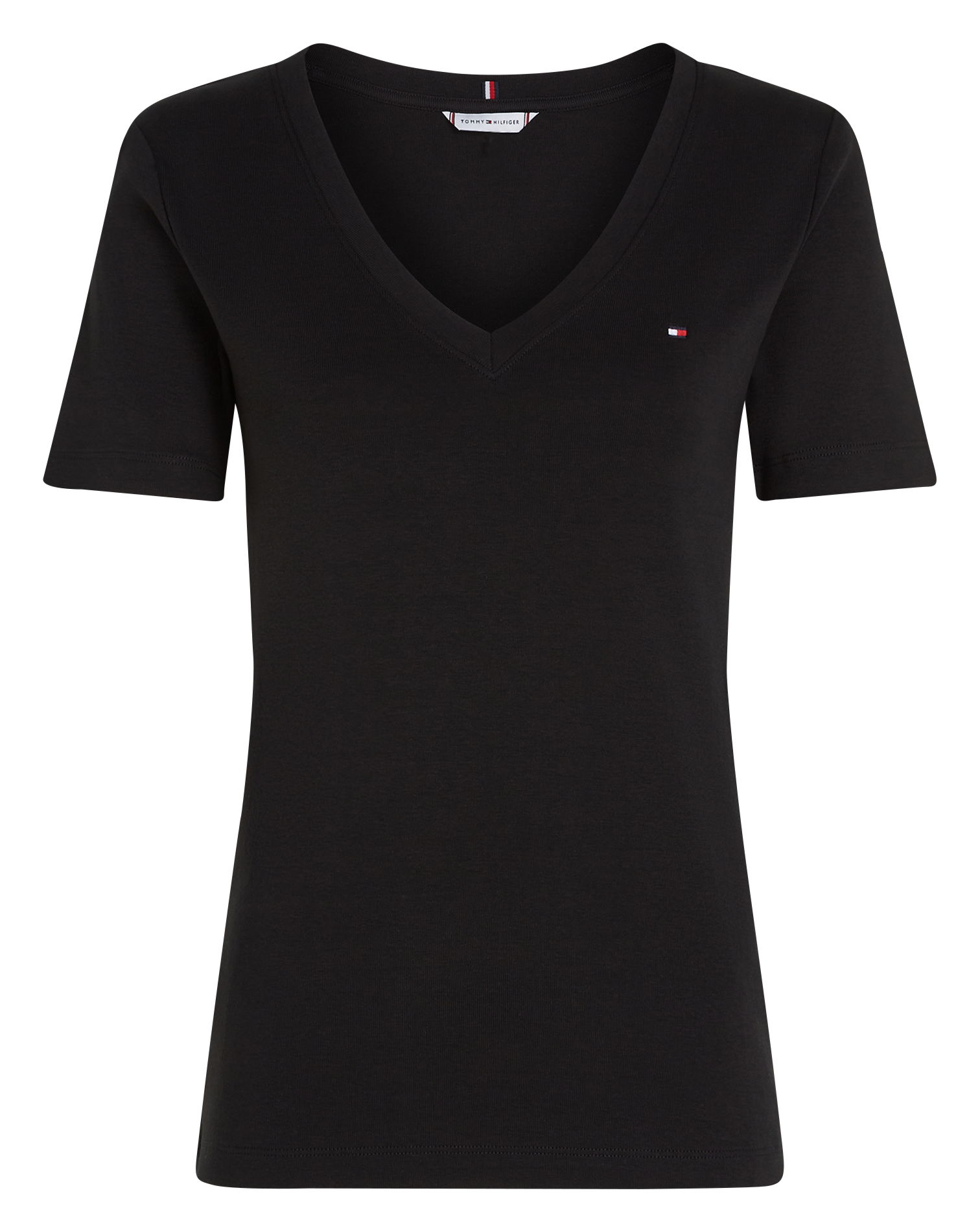 Tee-shirt ajusté col V en coton | Noir
