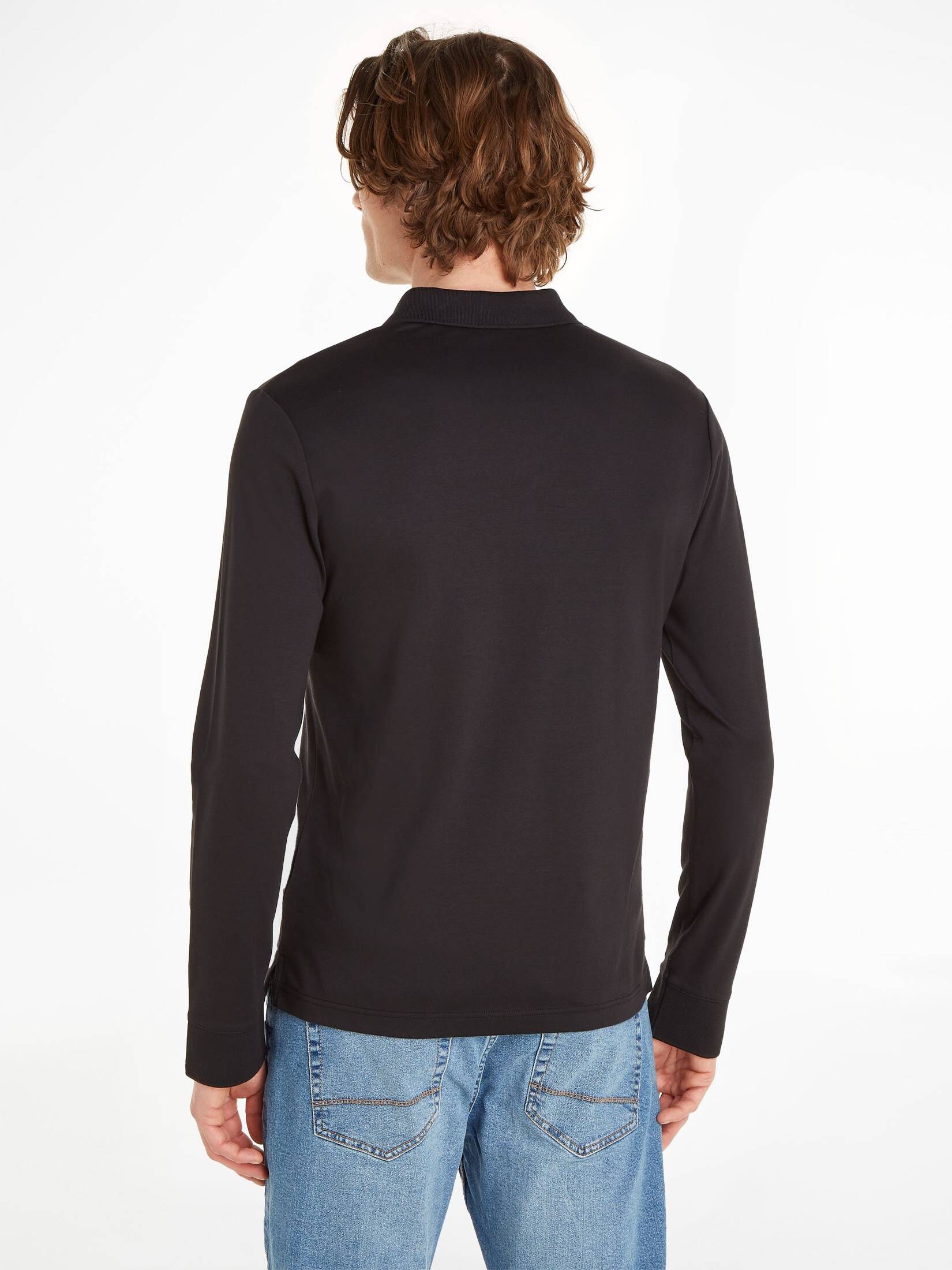 CALVIN KLEIN| Herren Langarmshirt SMOOTH COTTON SLIM LS POLO