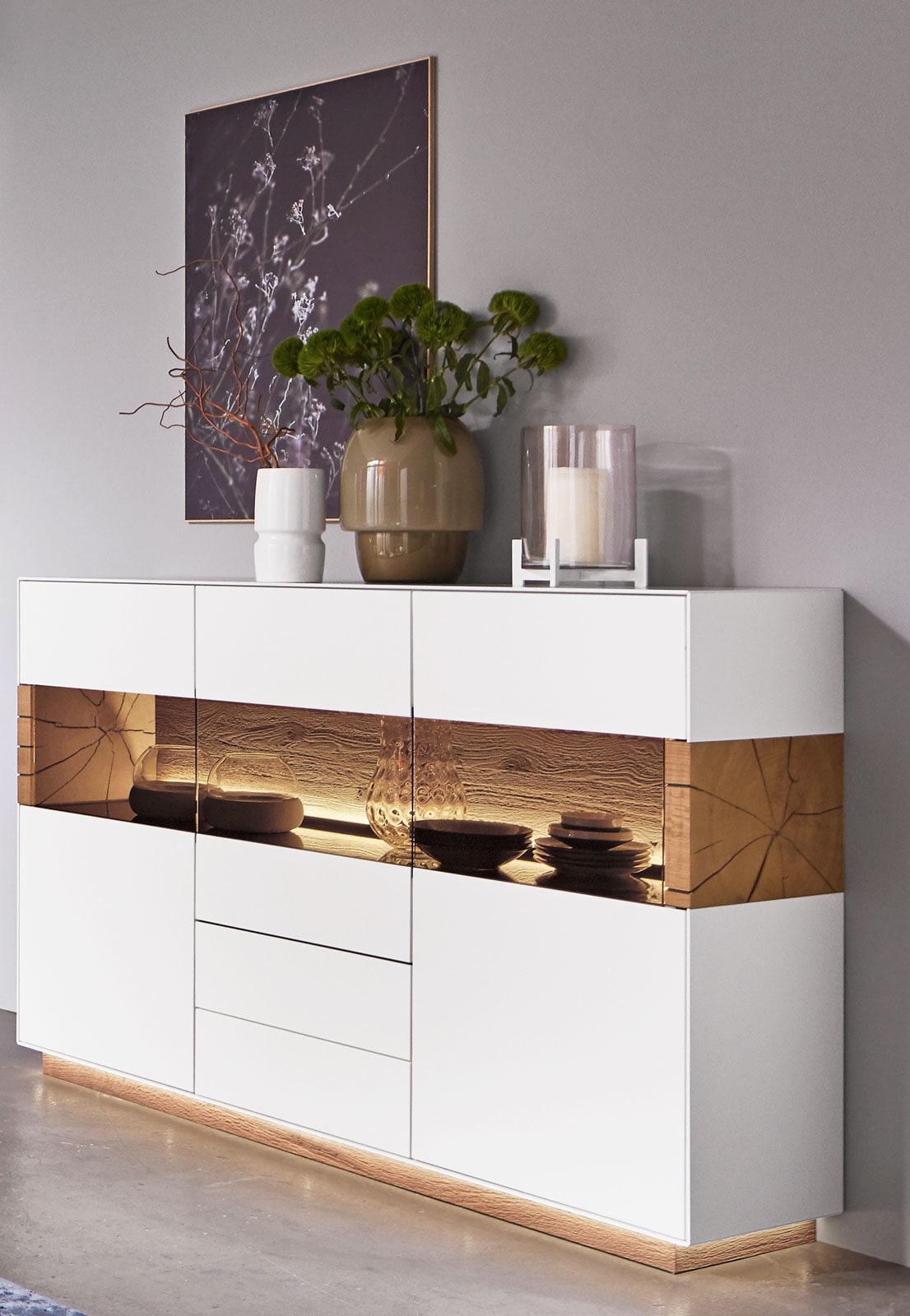 Highboard 170 x 116 cm weiß/ braun
