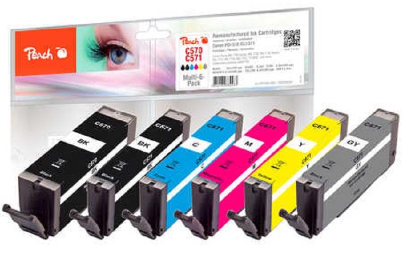 Tintenset Canon 570XL/571XL, Multi-6-Pack BK/PBK/C/M/Y/GDruckerpatrone: Schwarz, Fotoschwarz, Cyan, Magenta, Gelb, Grau