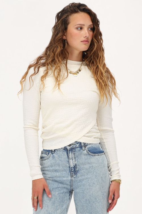 Witte top met lange mouwen & structuur
