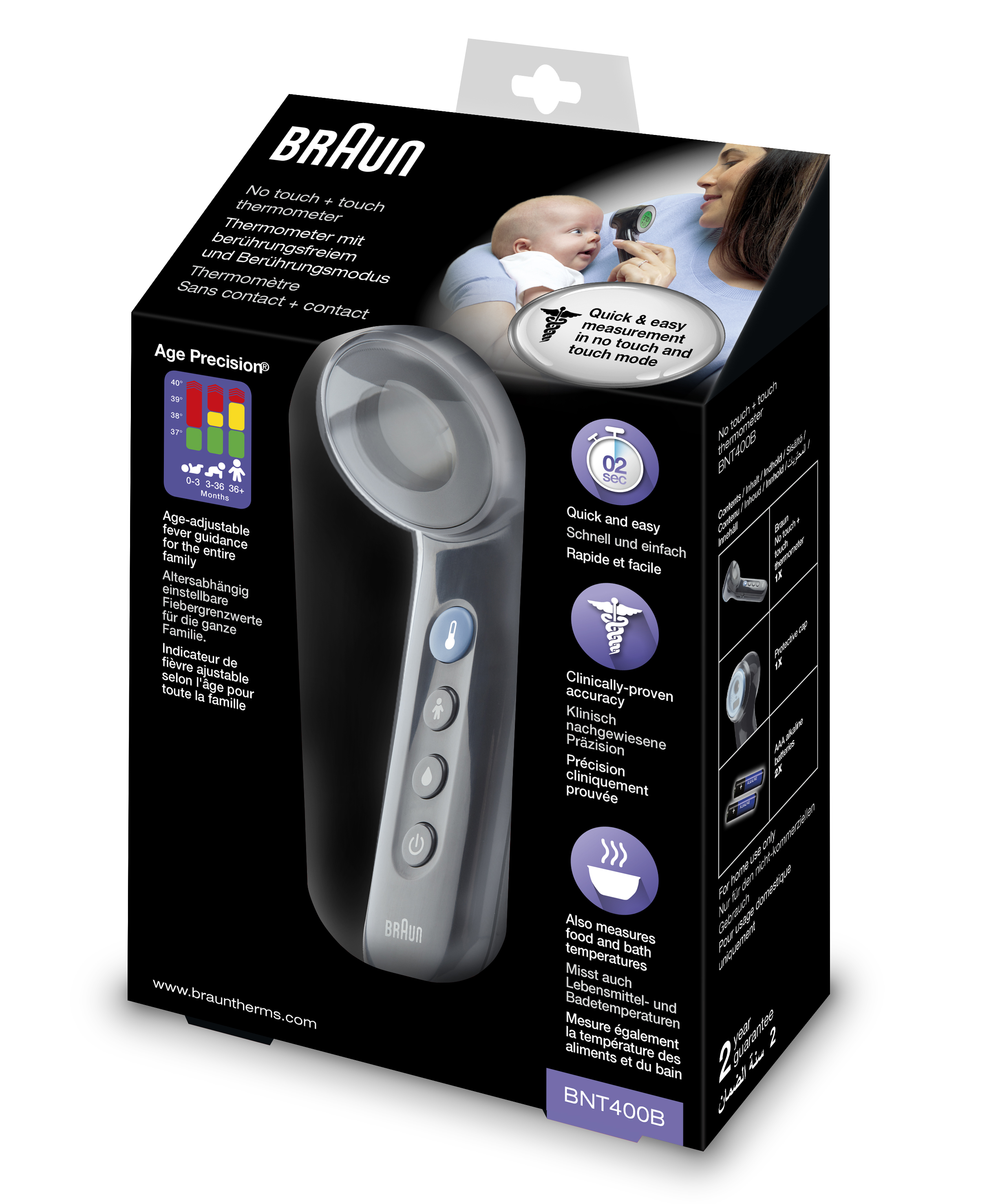 BRAUN Sensian 7 BNT400 Weiss Age Precision Stirn Thermometer 1 Stk