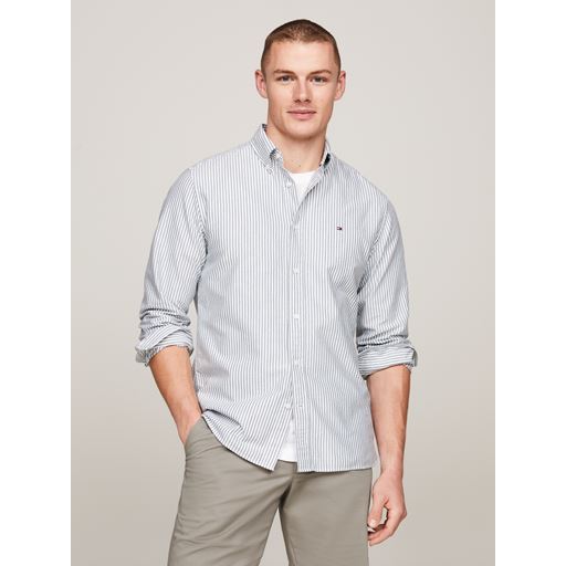 Tommy Hilfiger Heritage Oxford Stripe Skjorte, Ornamental Green/Optic White, XL