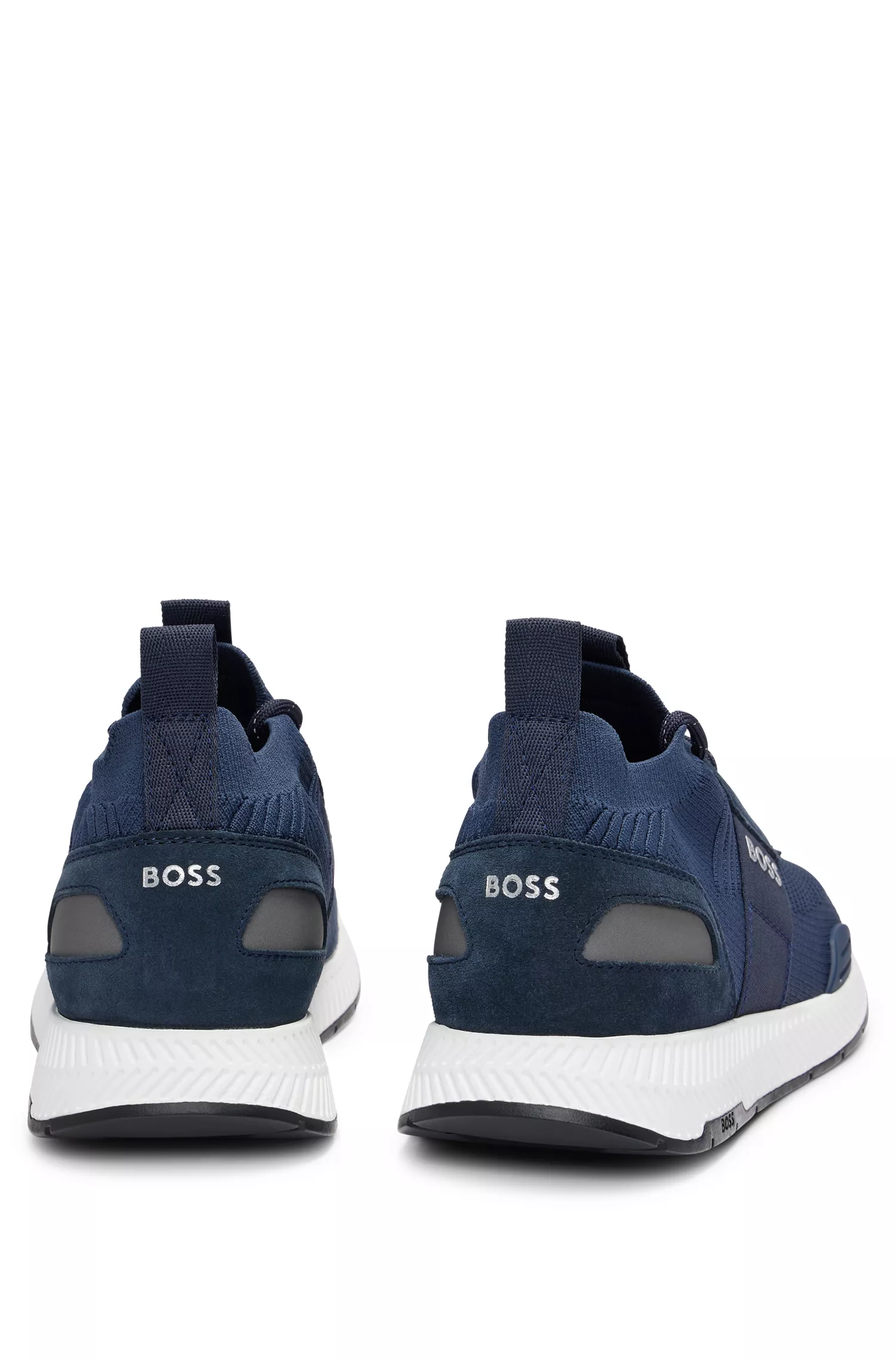 Tênis BOSS Black-Sock com detalhes em camurça.