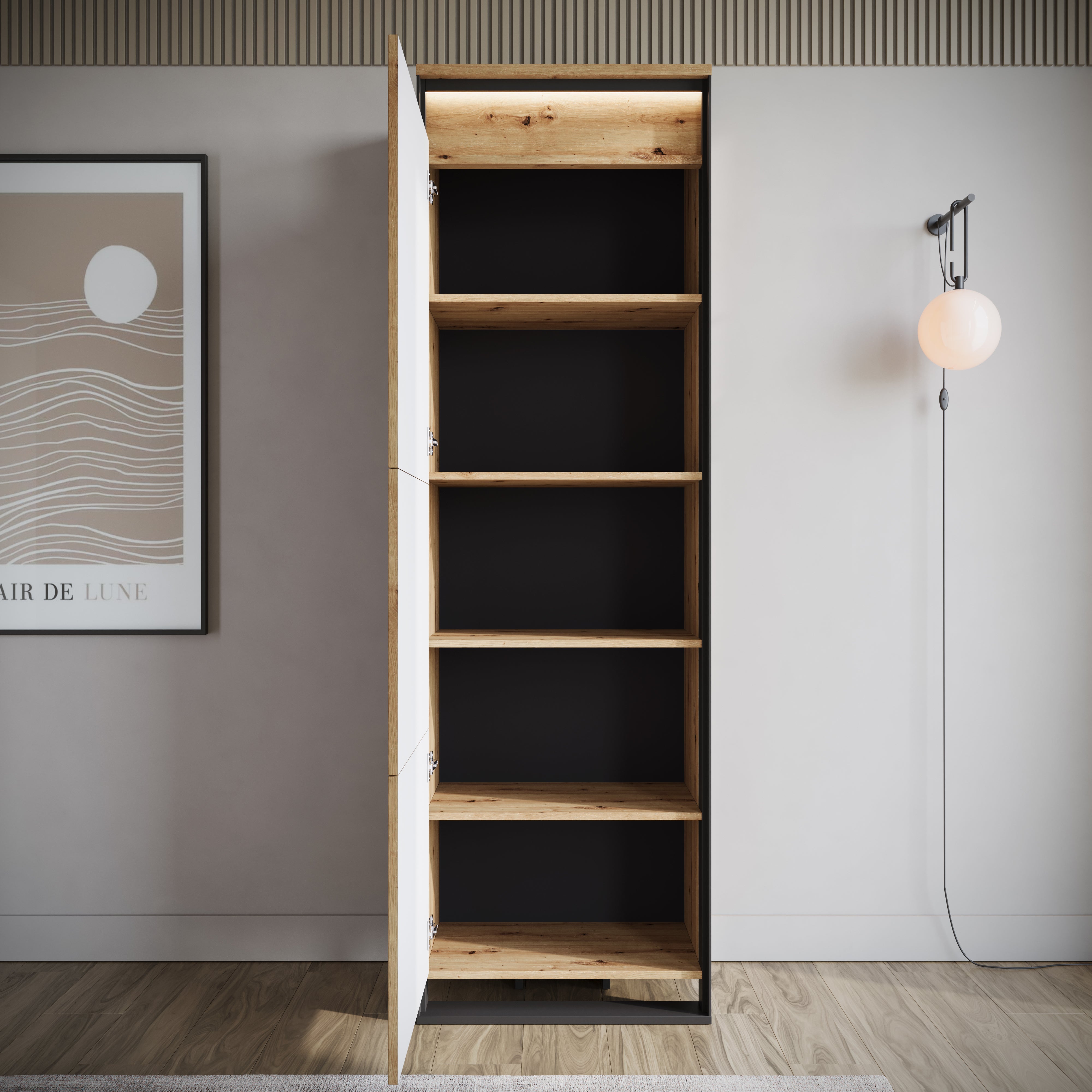 Quincy - Kledingkast met deur - Eiken - 60x41x195 cm