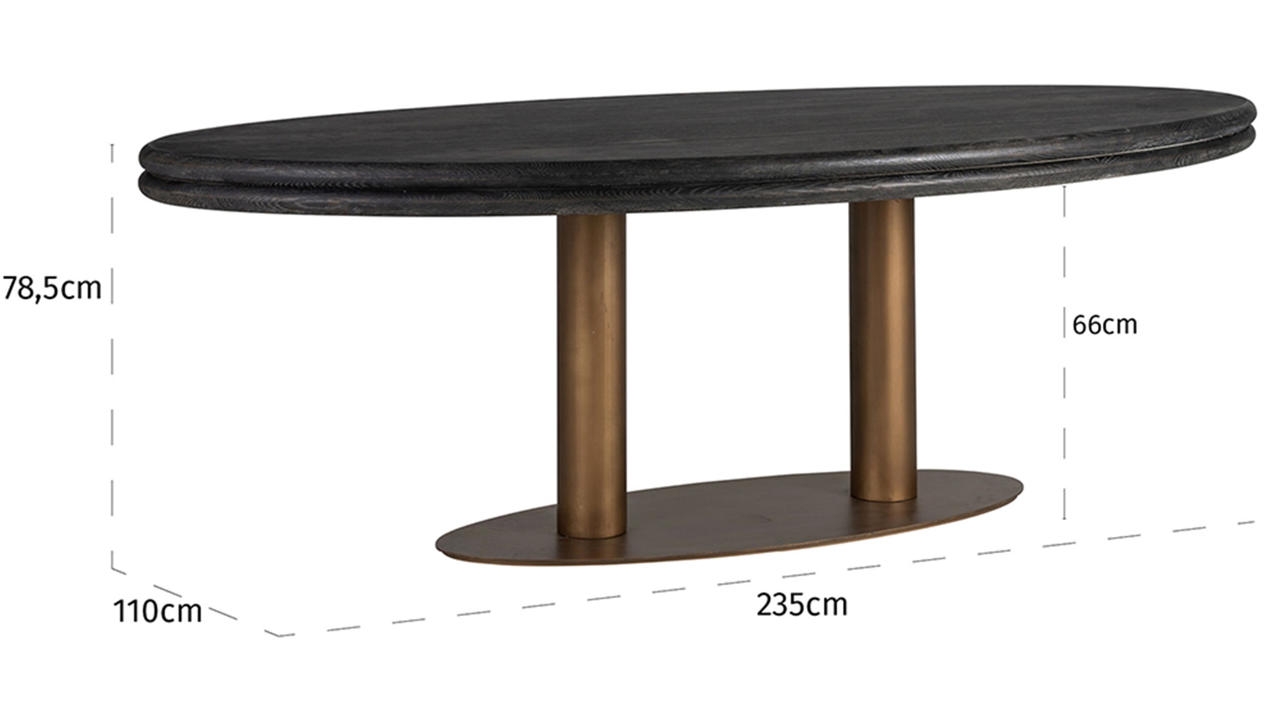 Eetkamertafel black rustic 210955 Macaron B235 x D110 x H78.5 cm