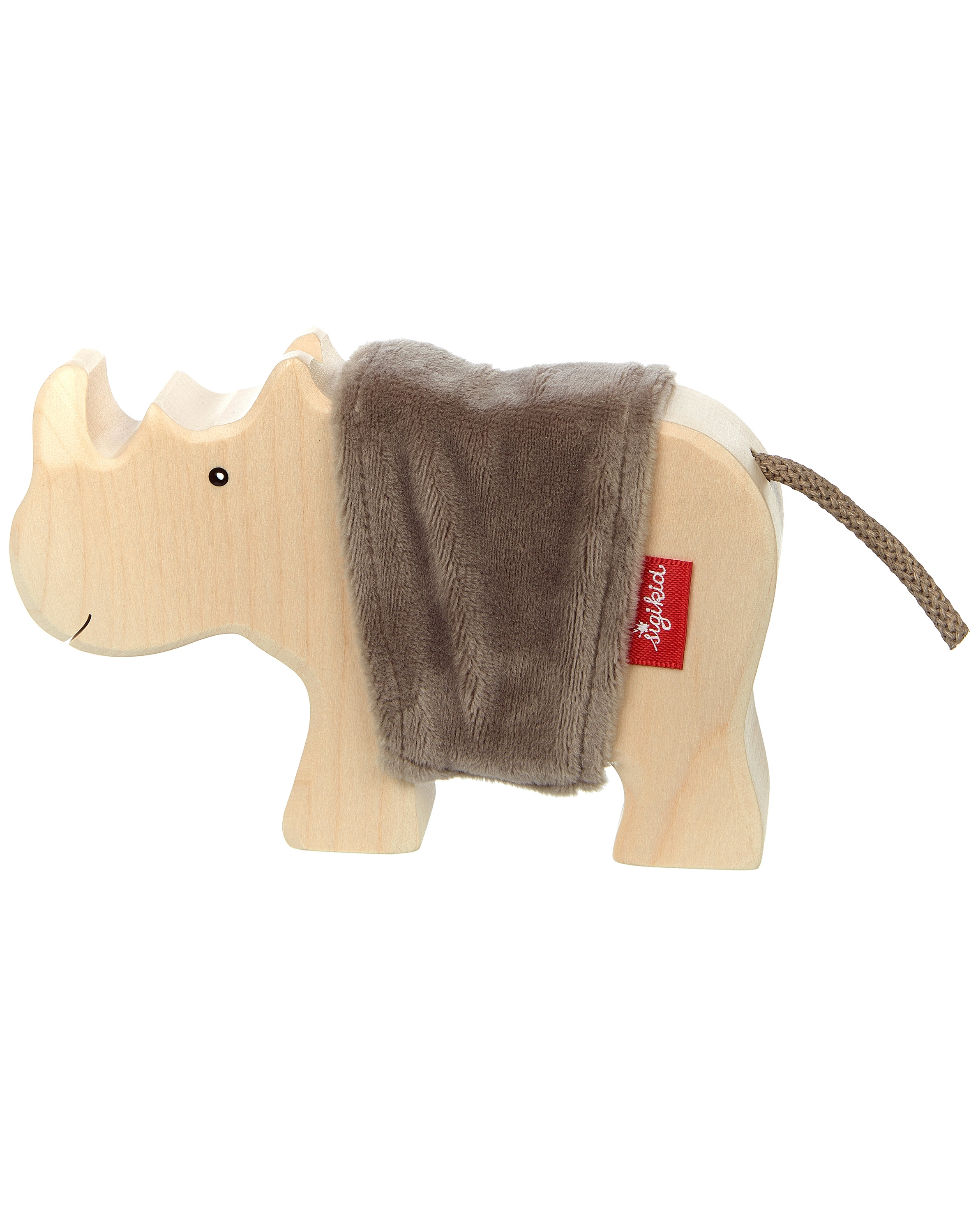 Holz-Spielfigur CUDLY WUDLY - NASHORN in natur/grau