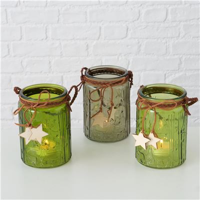 Photophore en verre coloré – Lot de 3