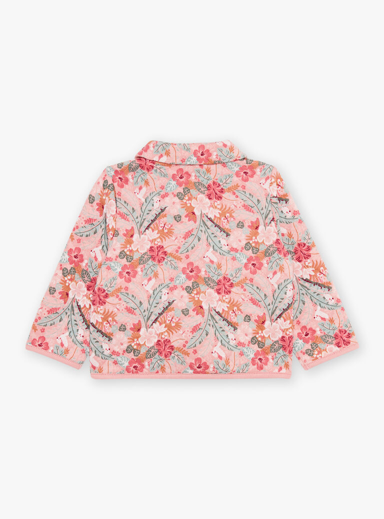 Veste matelassée vieux rose à fleurs