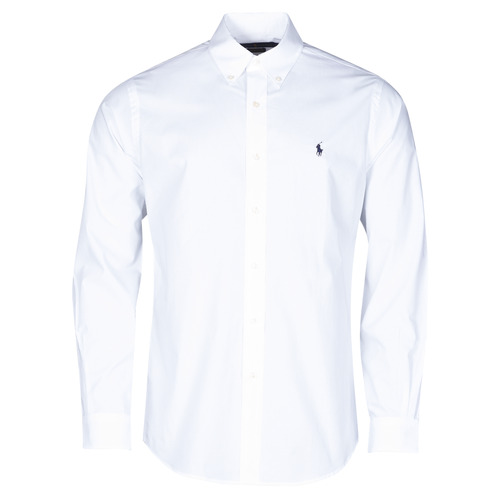 Polo Ralph Lauren - CHEMISE AJUSTEE EN POPLINE DE COTON COL BOUTONNELOGO PONY PLAY Blanco