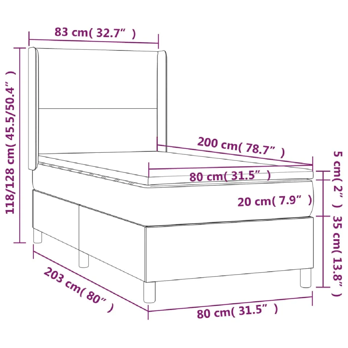 VIDAXL Sommier à lattes Taupe 80x200cm