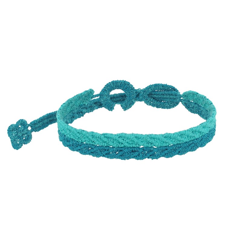 Cruciani Bracelet Homme Dentelle Prospérité Bicolore Turquoise et Bleu Vert