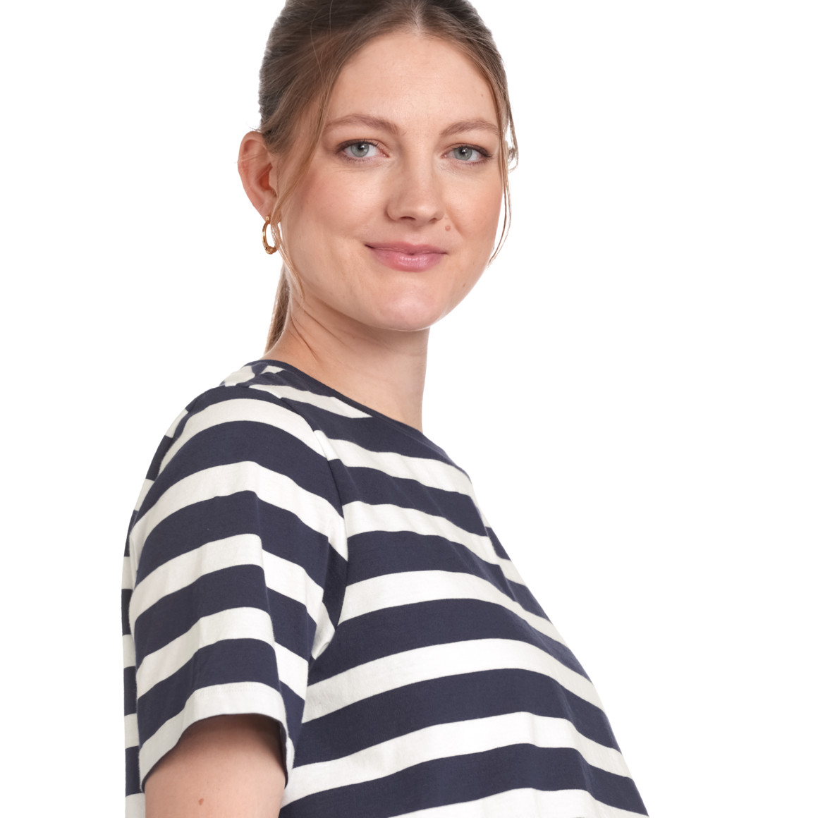 Gina Mama Damen Umstands-T-Shirt im Lagen-Look dunkelblau / weiss