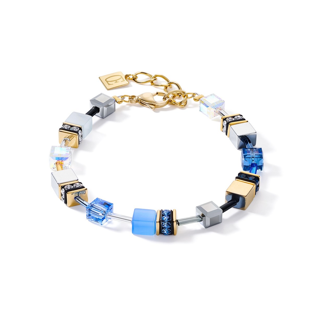 Bracelet Coeur de Lion Geocube doré bleu