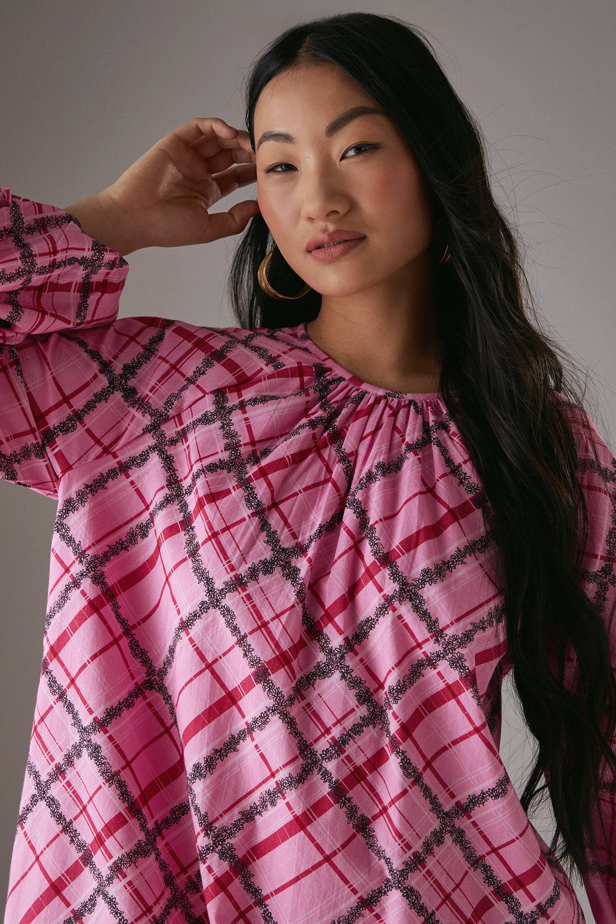 Warehouse Robe Midi Smock Trapèze en Coton Petite