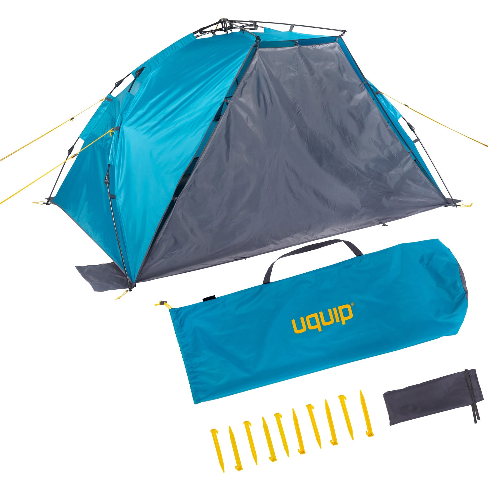 UQUIP Automatik Strandmuschel Speedy XL Strandzelt Reise Wind Sonnen Schutz UV50 Farbe: Petrol/grey