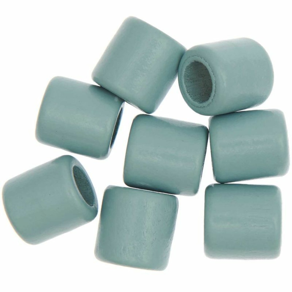 8 perles cylindriques - bois turquoise - 17 mm