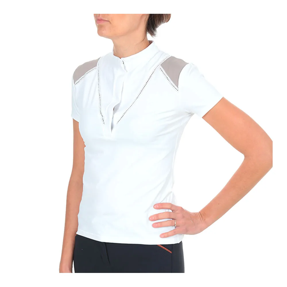 Pénélope VENISE - Polo de concours Femme blanc/taupe