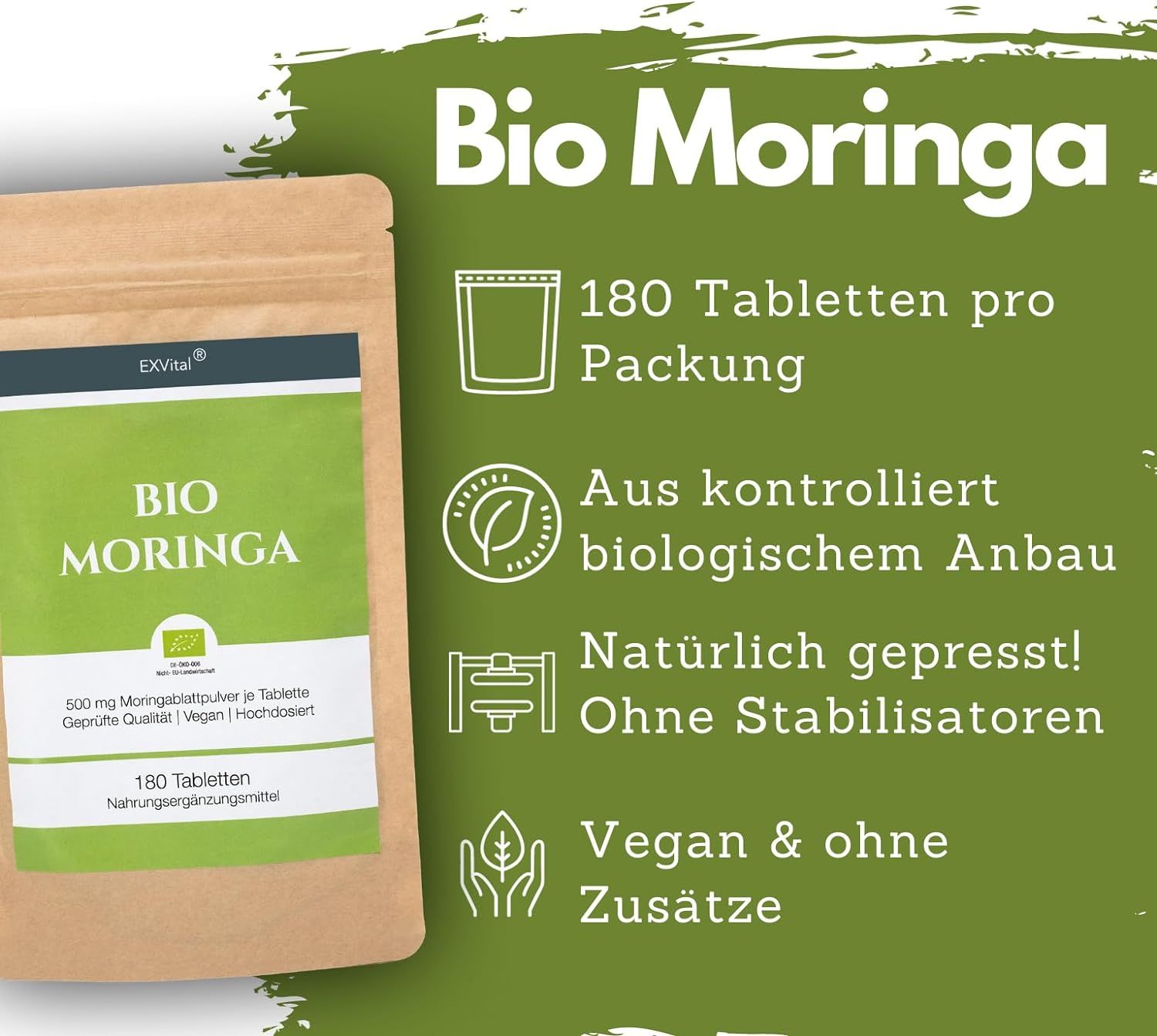 EXVital® BIO Moringa Tabletten - 3000mg Moringa Oleifera