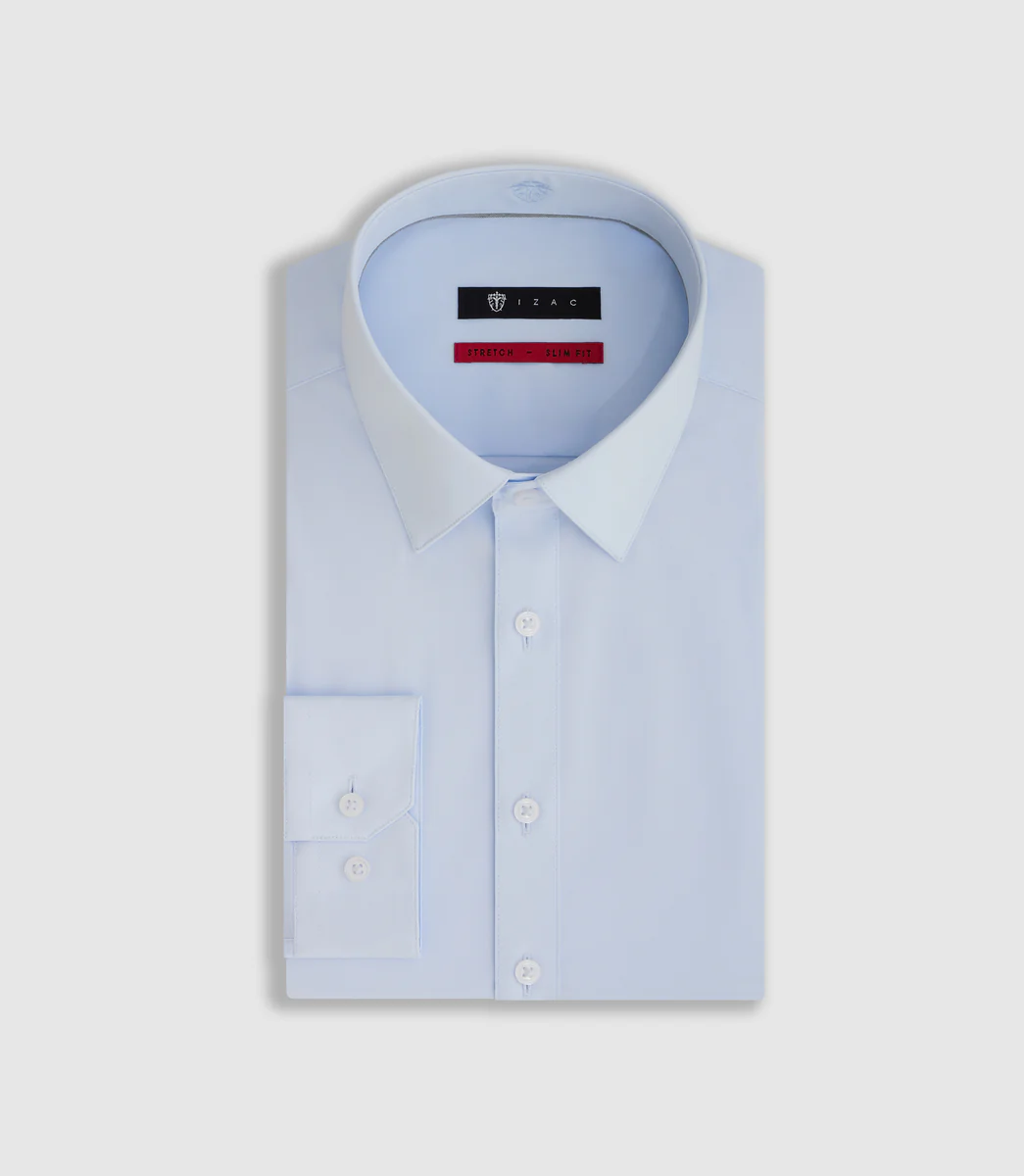 Chemise coton stretch ciel 
