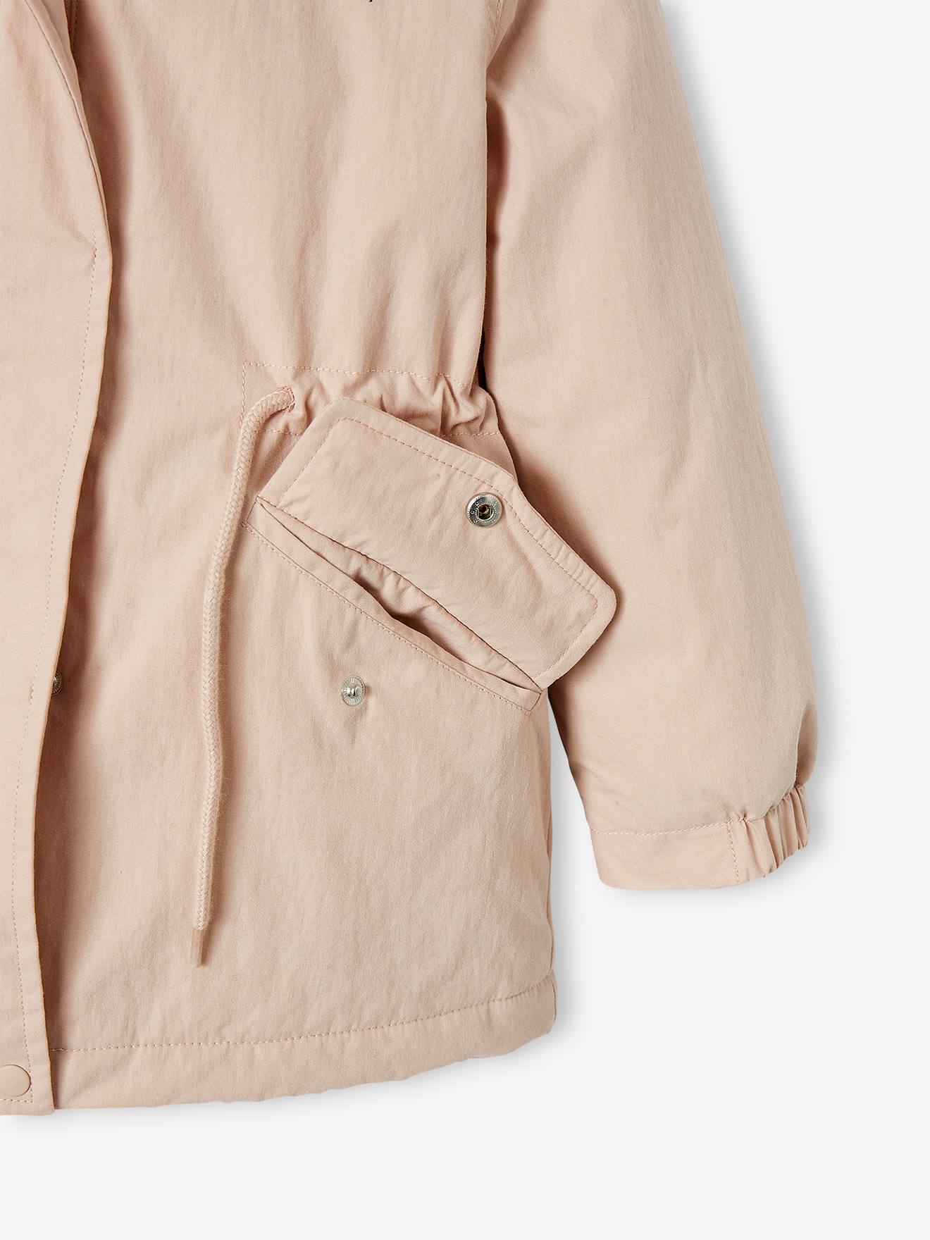 Parka 3 em 1 para meninas, ideal para meia-estação, rosa-maquiagem.