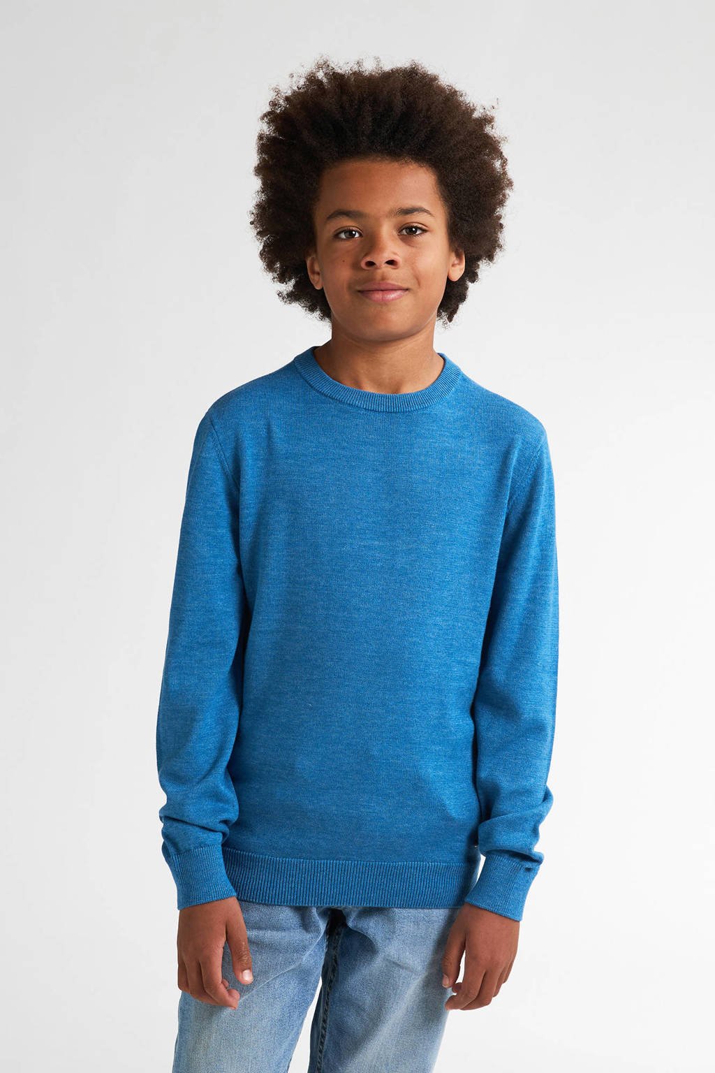 Petrol Industries sweater blauw fijn gebreid