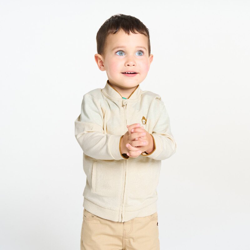 Gilet zippé jersey doublé tigre beige bébé garçon Beige