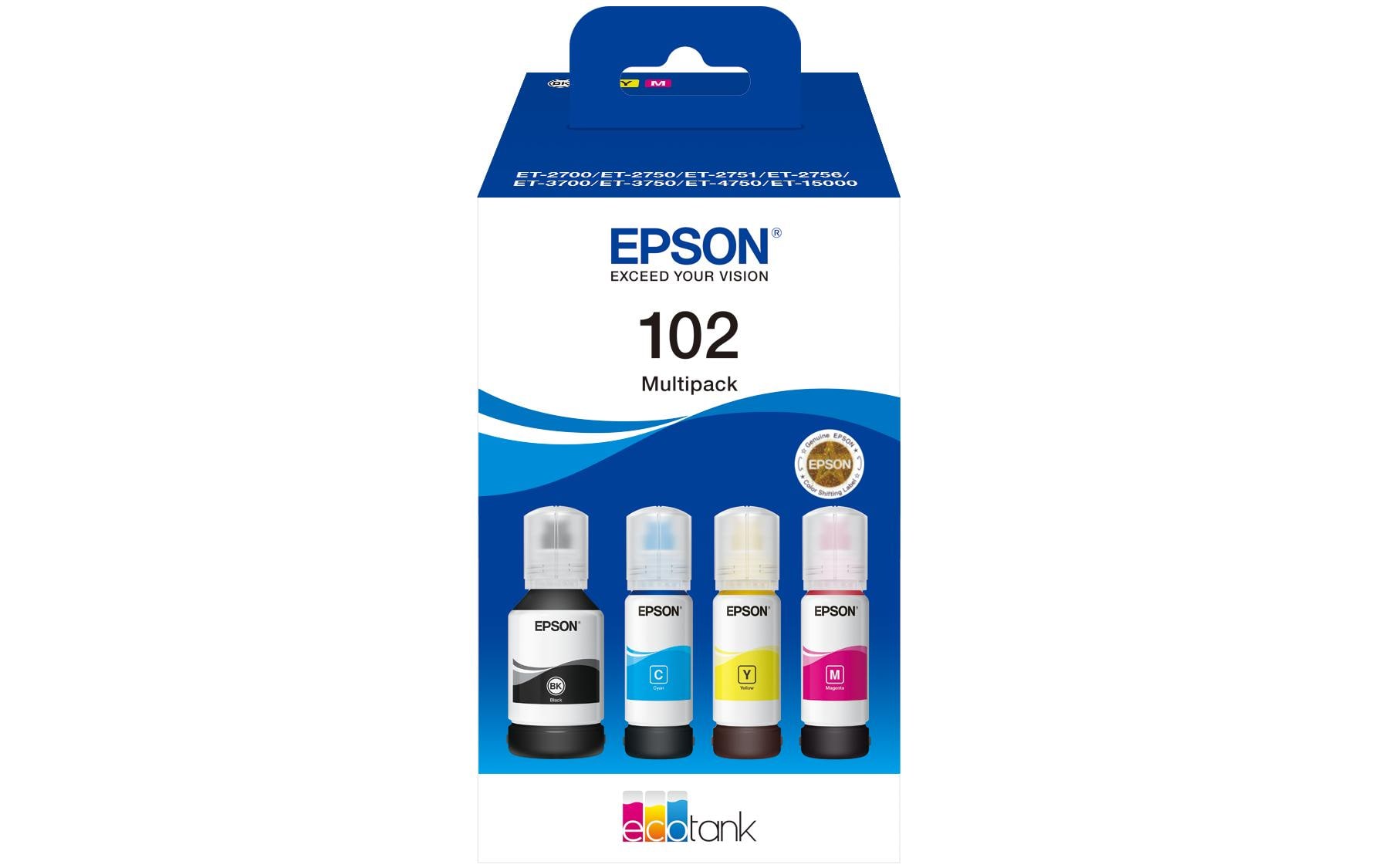 Tinte 102 / C13T03R640 BK, Y, C, MDruckerpatrone: Schwarz, Gelb, Cyan, Magenta