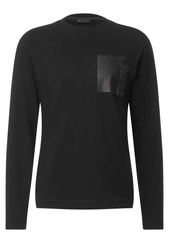 Langarmshirt mit Print - Black
