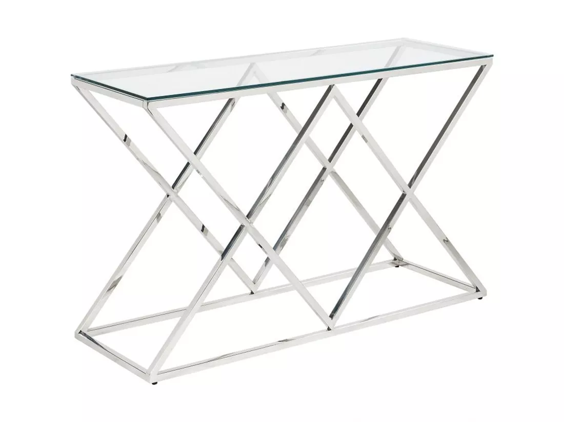 Console CHARLOTTE de Pascal MORABITO - Verre trempé et acier - Chromé