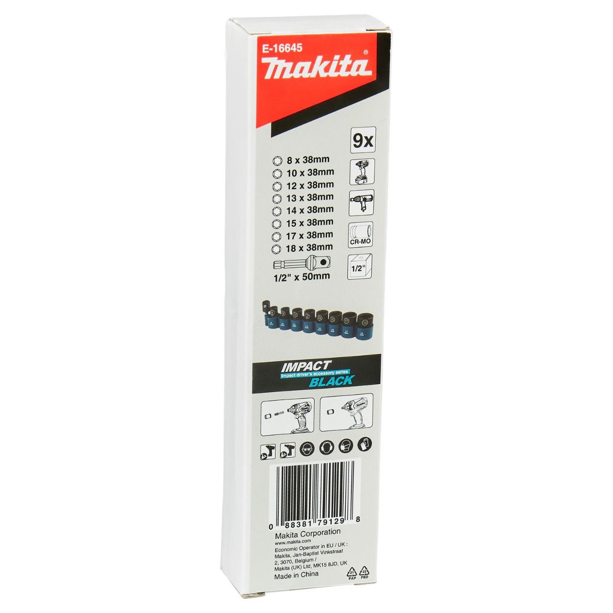 Makita E-16645 Impact Black krachtdoppenset 1/2\