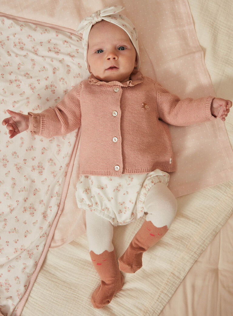 Gilet rose ancien en point mousse