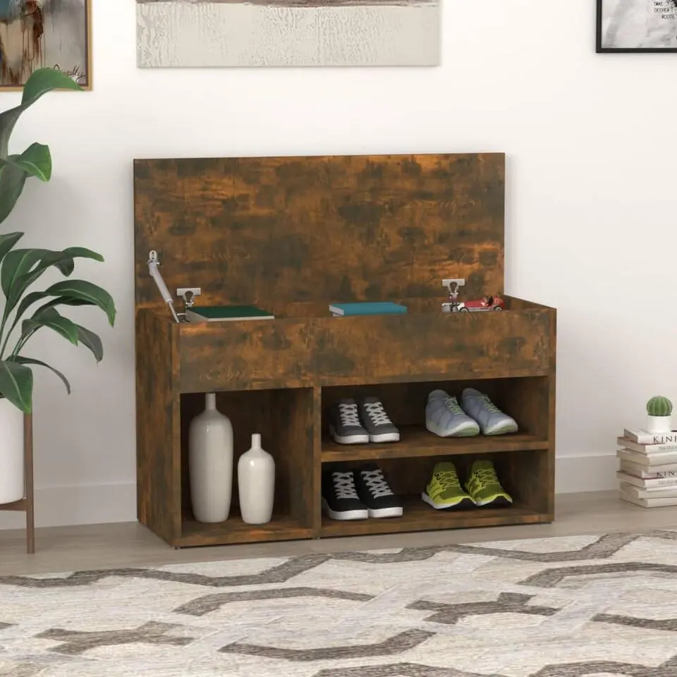 vidaXL - Schoenenbank - Bruin - Bewerkt hout - 80 x 30 x 45 cm