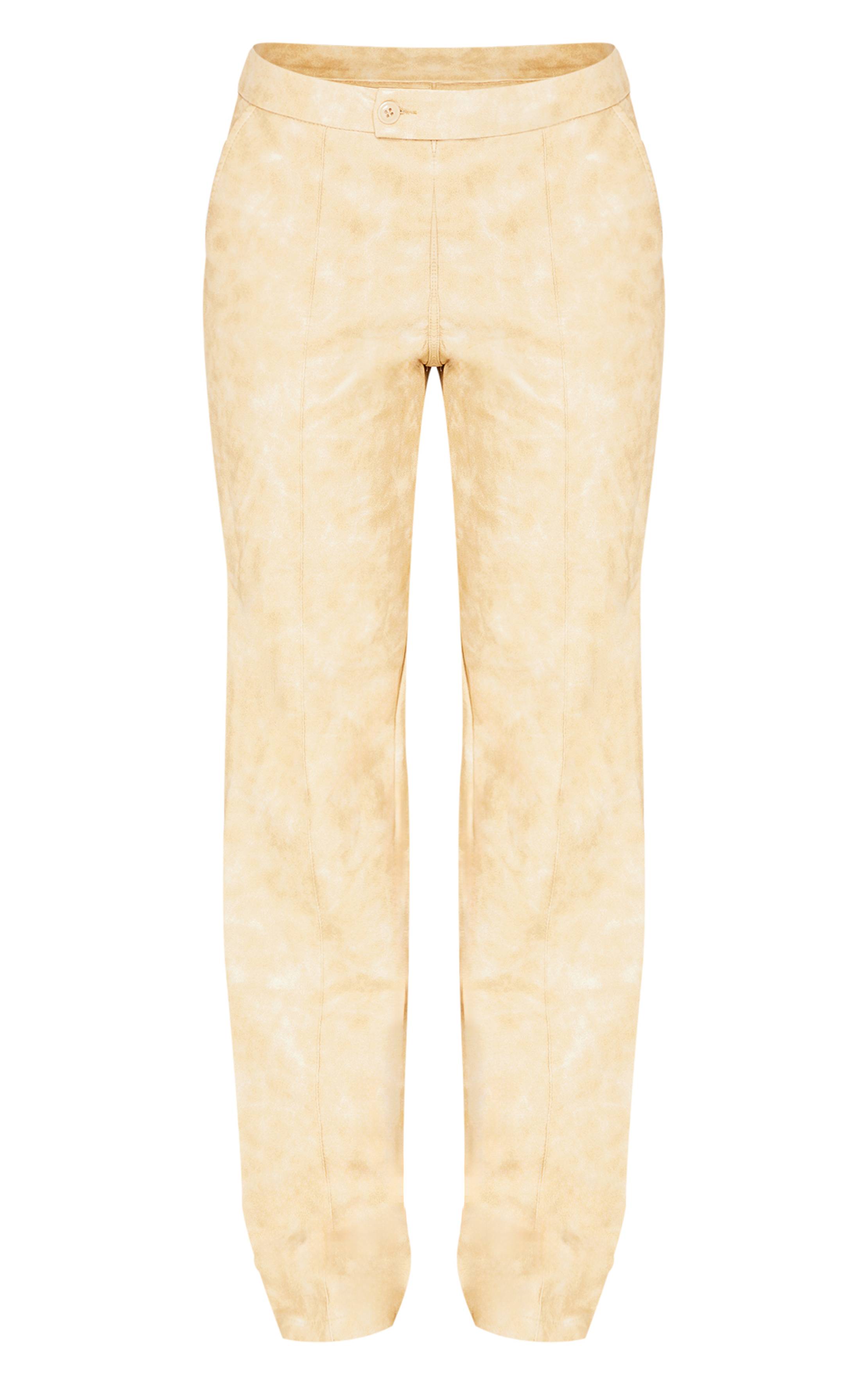 Pantalon Droit En Synthétiquecuir Lavé Premium Avec Détails De Pinces