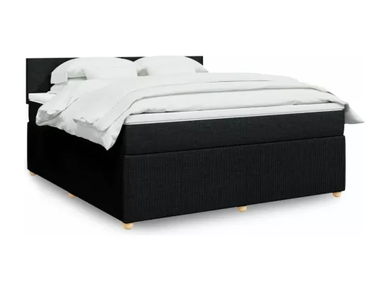 Sommier à lattes de lit avec matelas Noir 180x200 cm Tissu