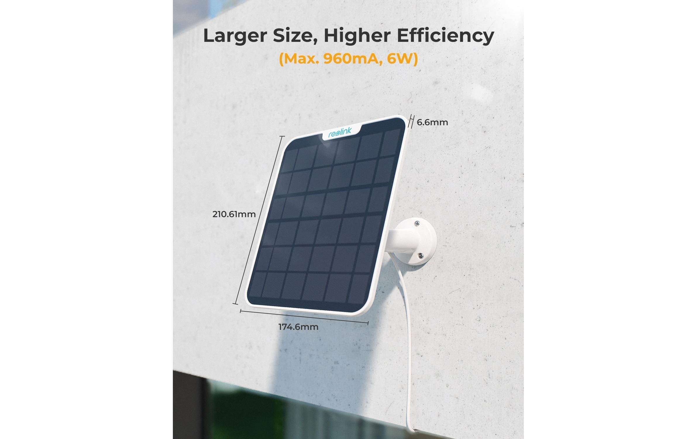 Solarpanel 2 mit USB-C AnschlussFür alle Reolink Kameras mit Batterien sowie Micro-USB oder USB-C Anschluss, mit Zubehörteilen für die Montage – Weiss