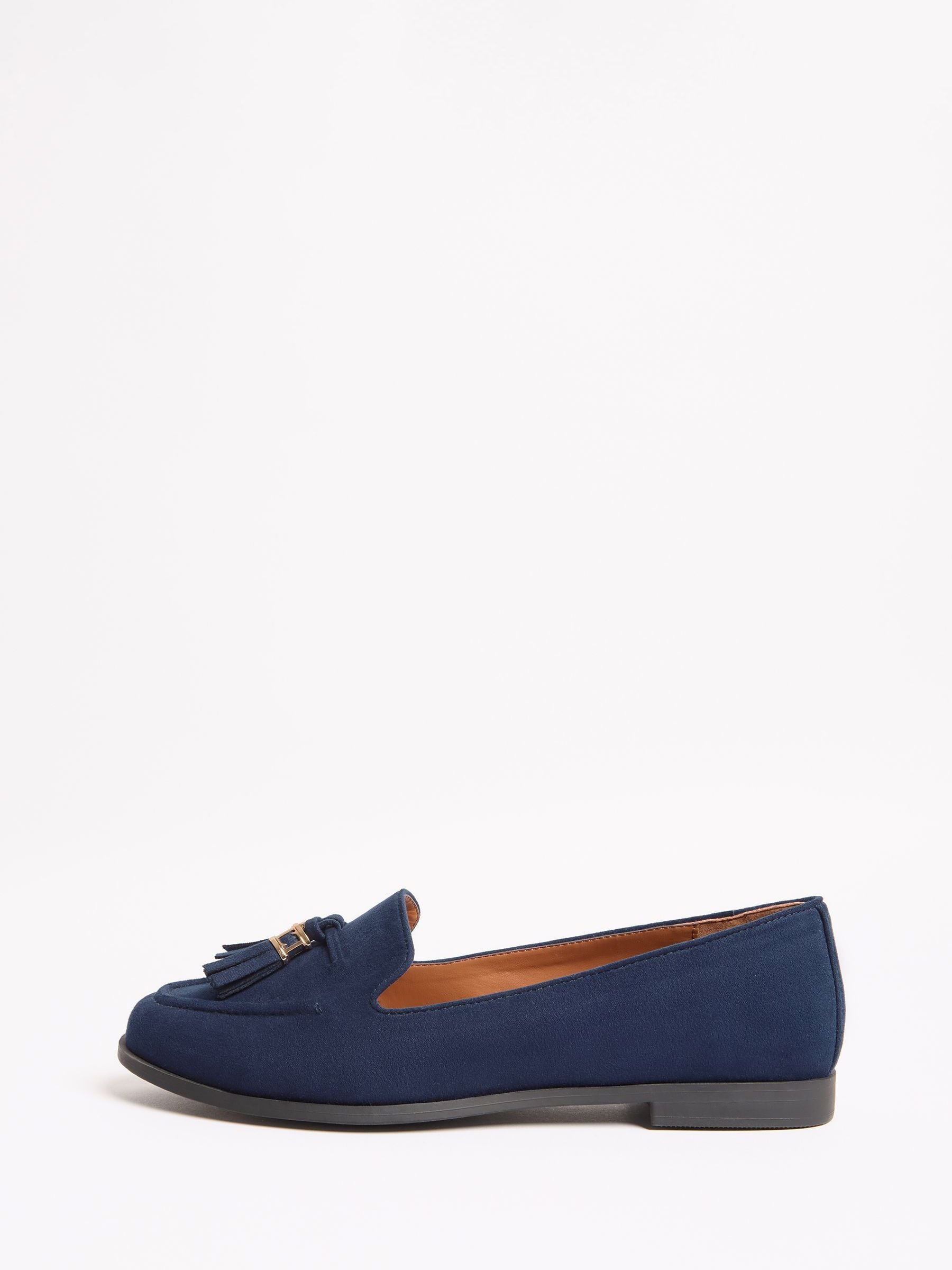 Marineblauw - Lipsy Platte Loafers met Smalle Zool en Kwastjes