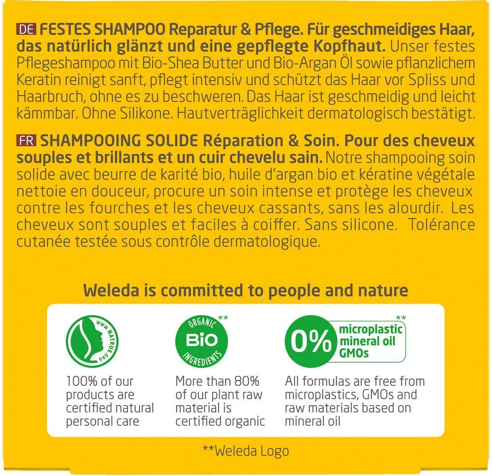 Weleda Festes Shampoo Reparatur & Pflege - für strapaziertes & geschädigtes Haar