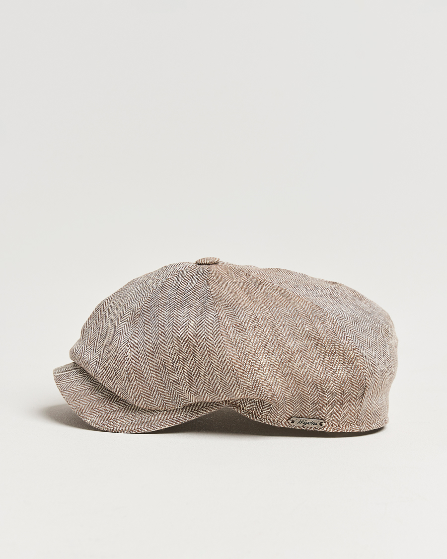 Wigéns Newsboy Classic Linen Herringbone Cap Brown