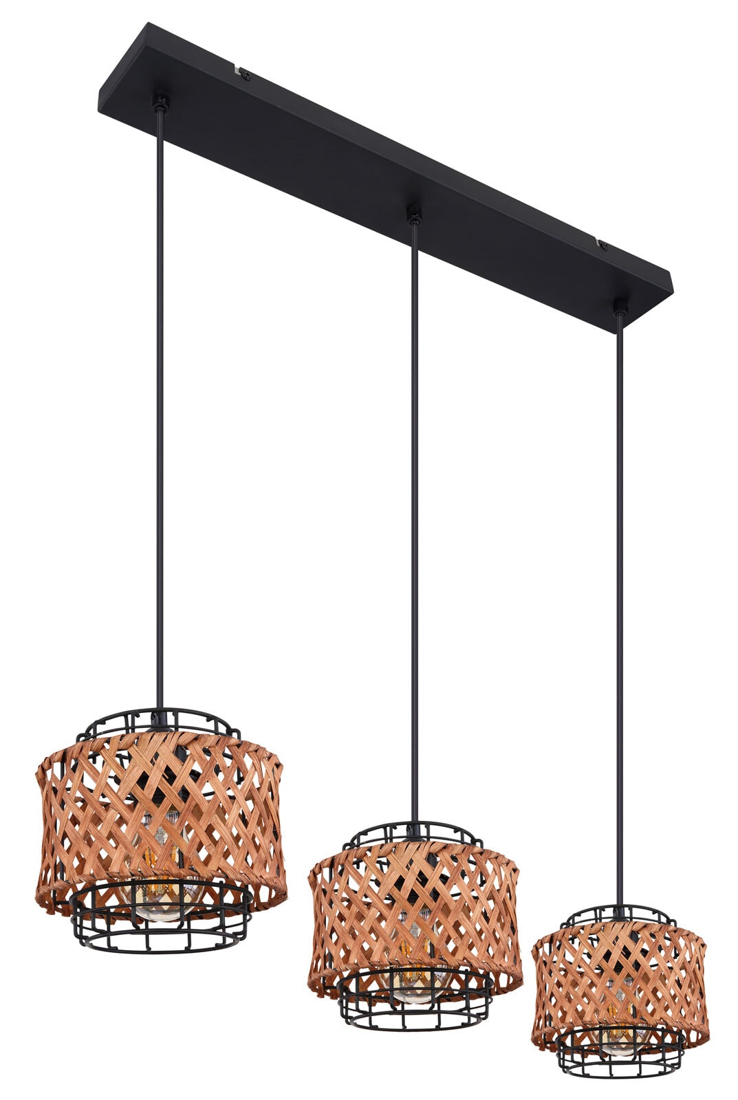 GINA Pendellampe braun, schwarz 15668-3H, D/H: 17 x 20 cm, Metall, Holz